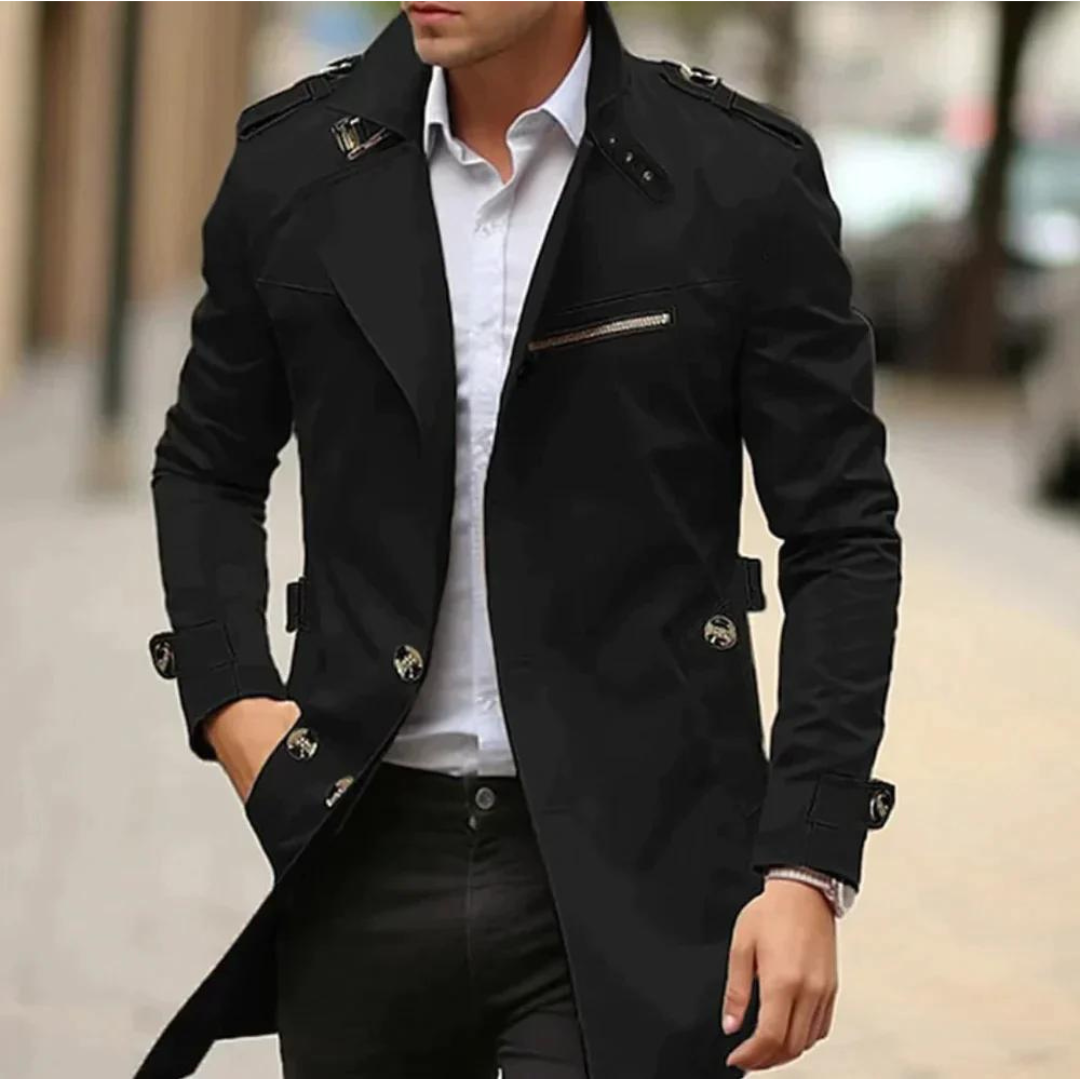 Classic Double Breasted Trench Coat For Men | Alarion
