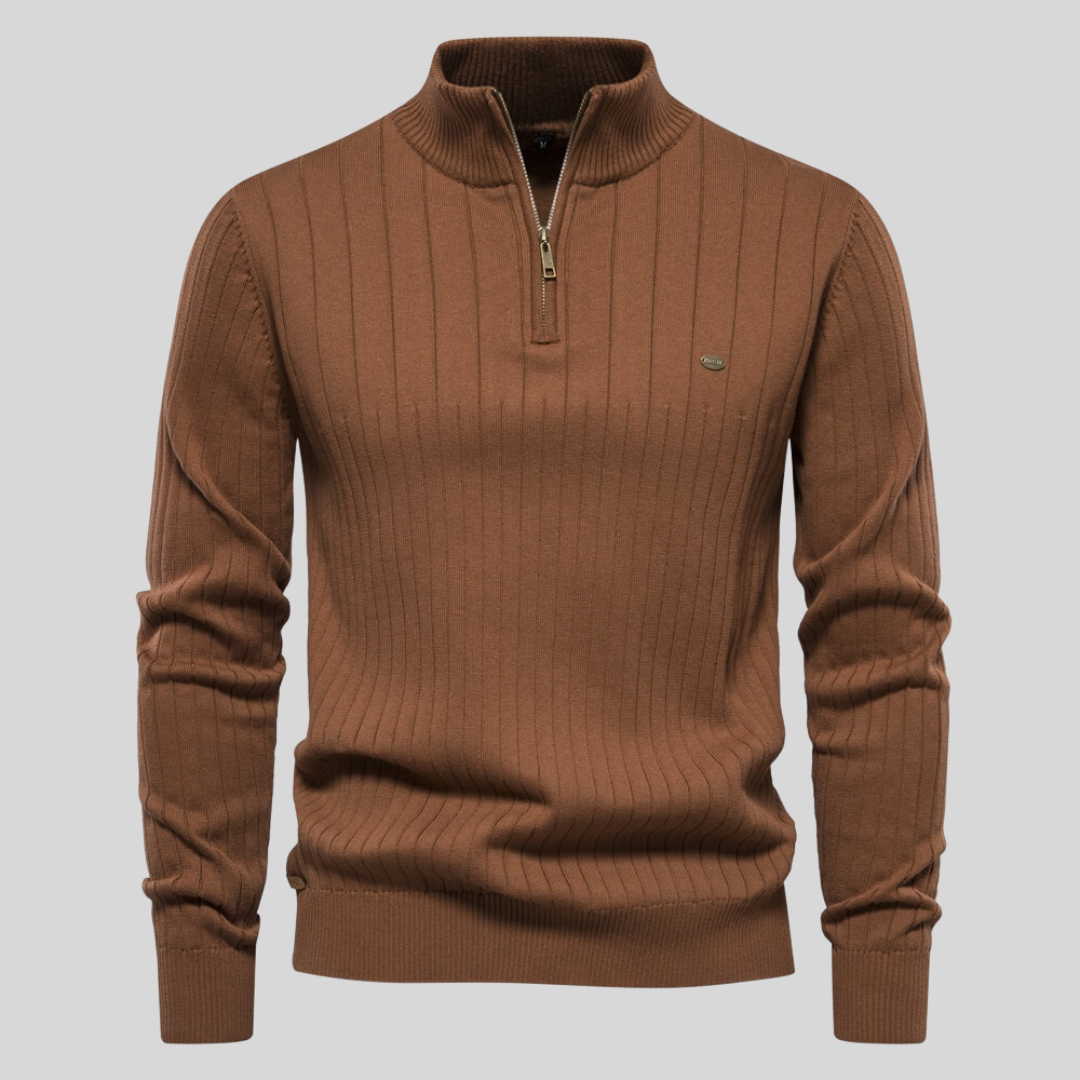 Ribbed Zip Neck Sweater for Men | Corin