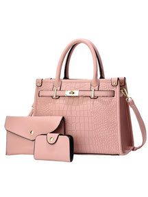 Crocodile Embossed Large Capacity Crossbody Handbag Set For Women | Valentinae