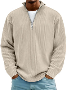 Half Zip Ribbed Sweater For Men | Dario