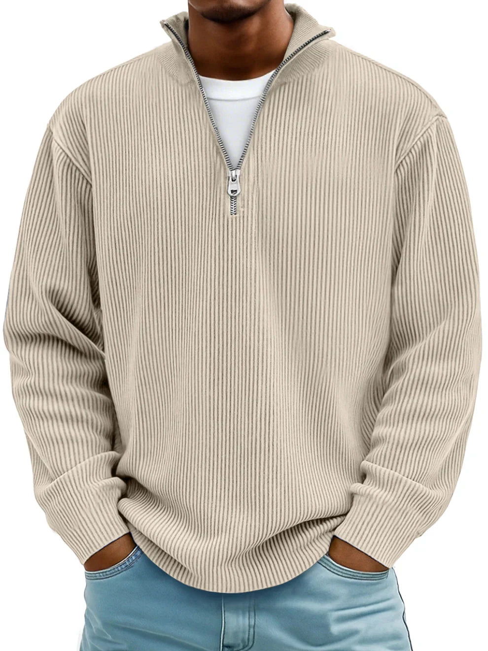 Half Zip Ribbed Sweater For Men | Dario