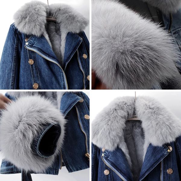 Cropped Denim Jacket With Fur Trim For Women | Valentina