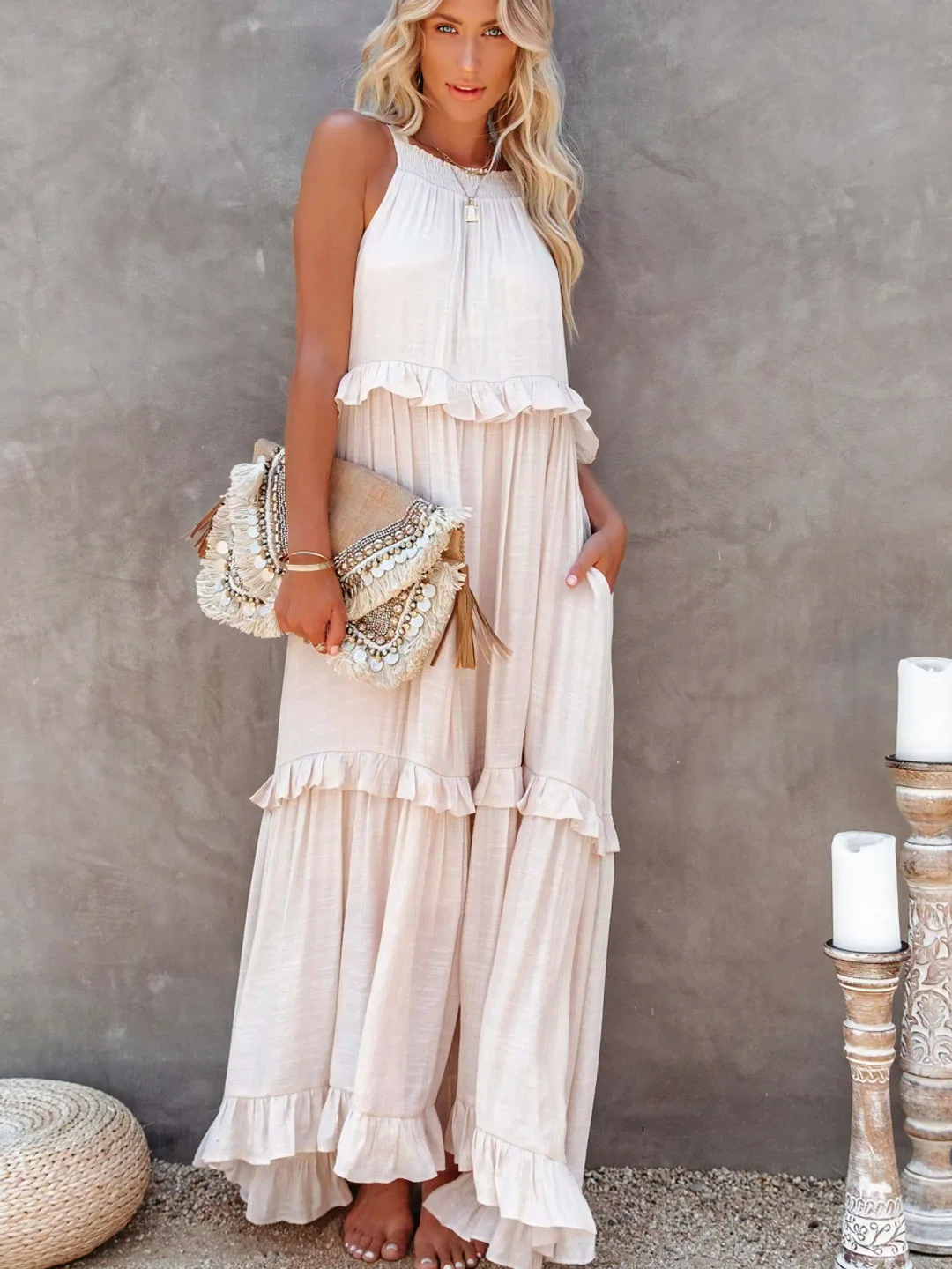 Tiered Ruffle Long Dress For Women | Lara