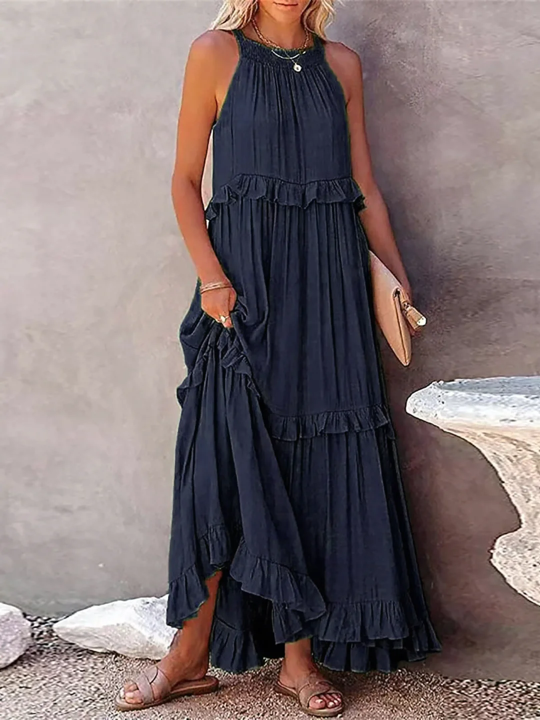 Tiered Ruffle Long Dress For Women | Lara