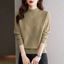 Ribbed Mock Neck Sweater For Women | Elowenna
