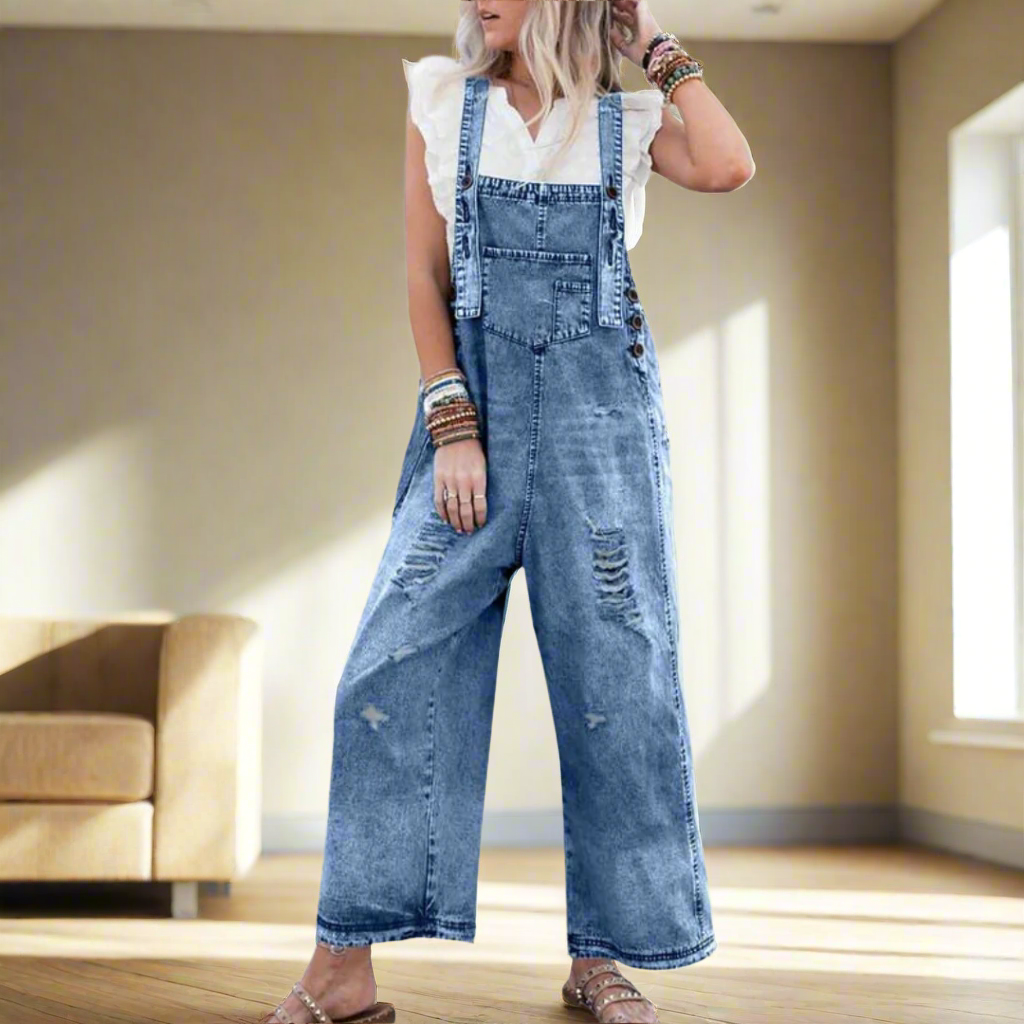 Vintage Wash Adjustable Jumpsuit For Women | Maristelle