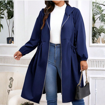 Casual Drawstring Hooded Long Coat For Women | Elvarina