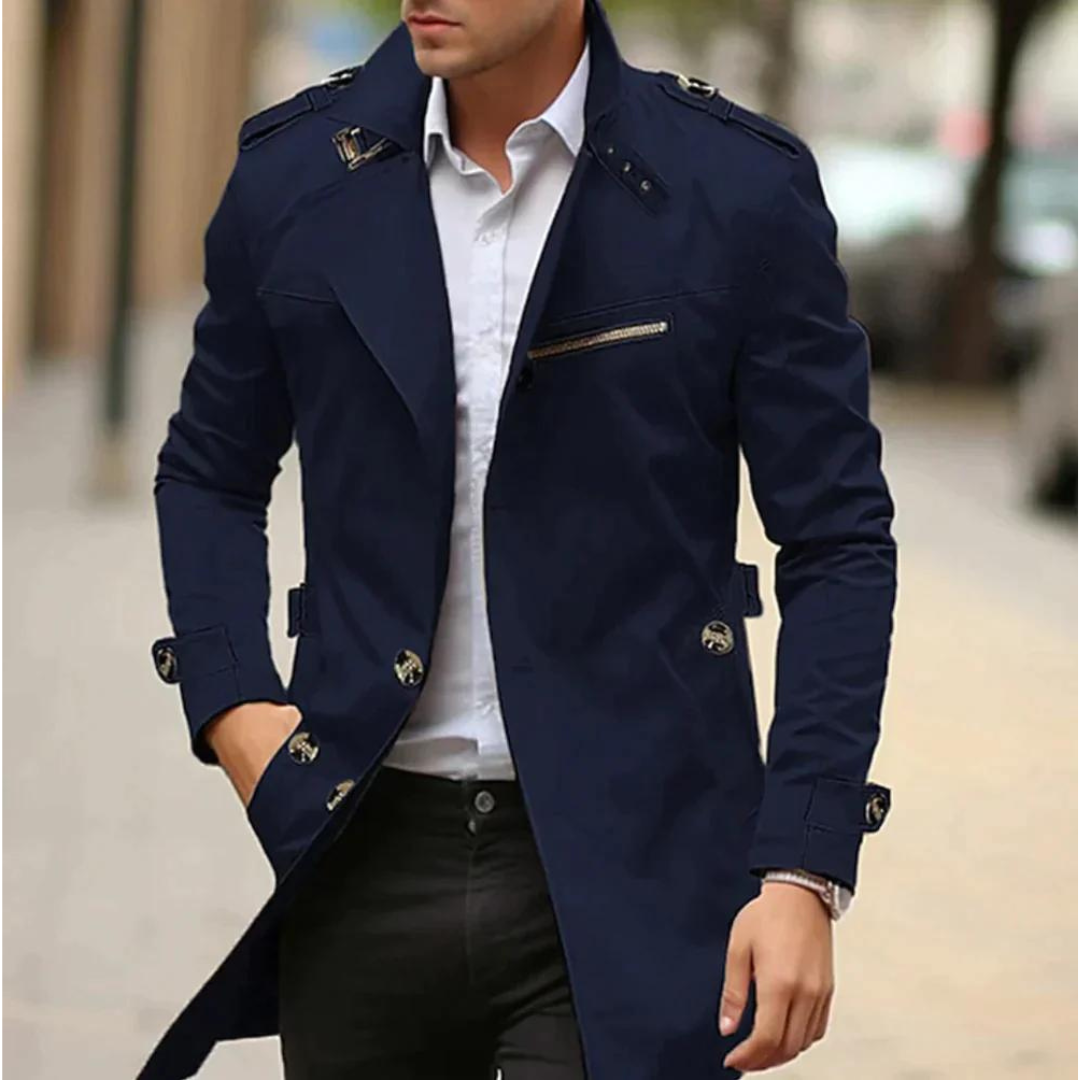 Classic Double Breasted Trench Coat For Men | Alarion
