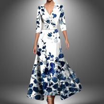 Floral V Neck Long Dress For Women | Maravelle