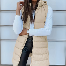 Long Quilted Hooded Gilet for Women | Arlisse