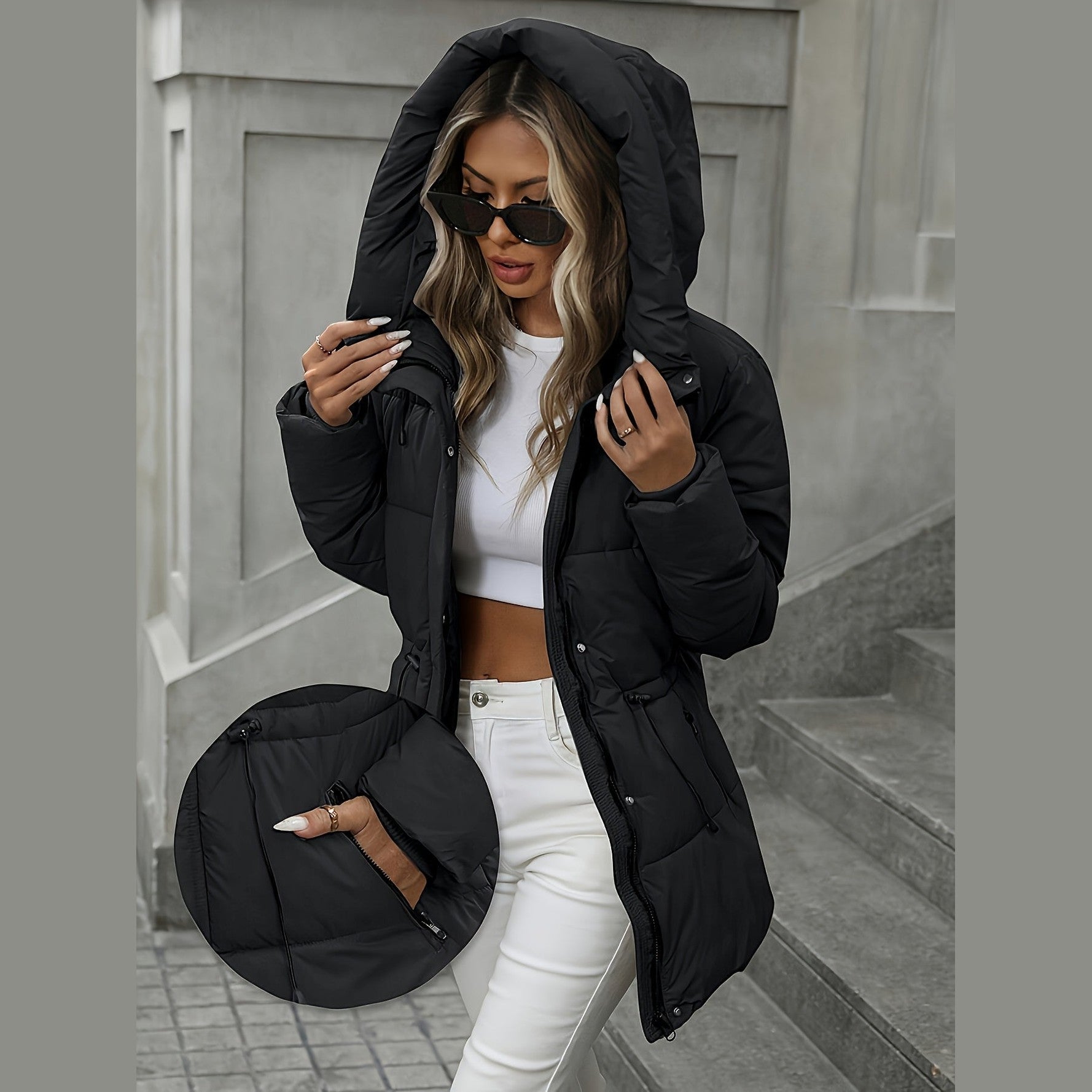 Oversized Hooded Puffer Jacket For Women | Celestine