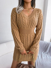 Cozy Long Sleeve V Neck Sweater Dress For Women | Mirevalda
