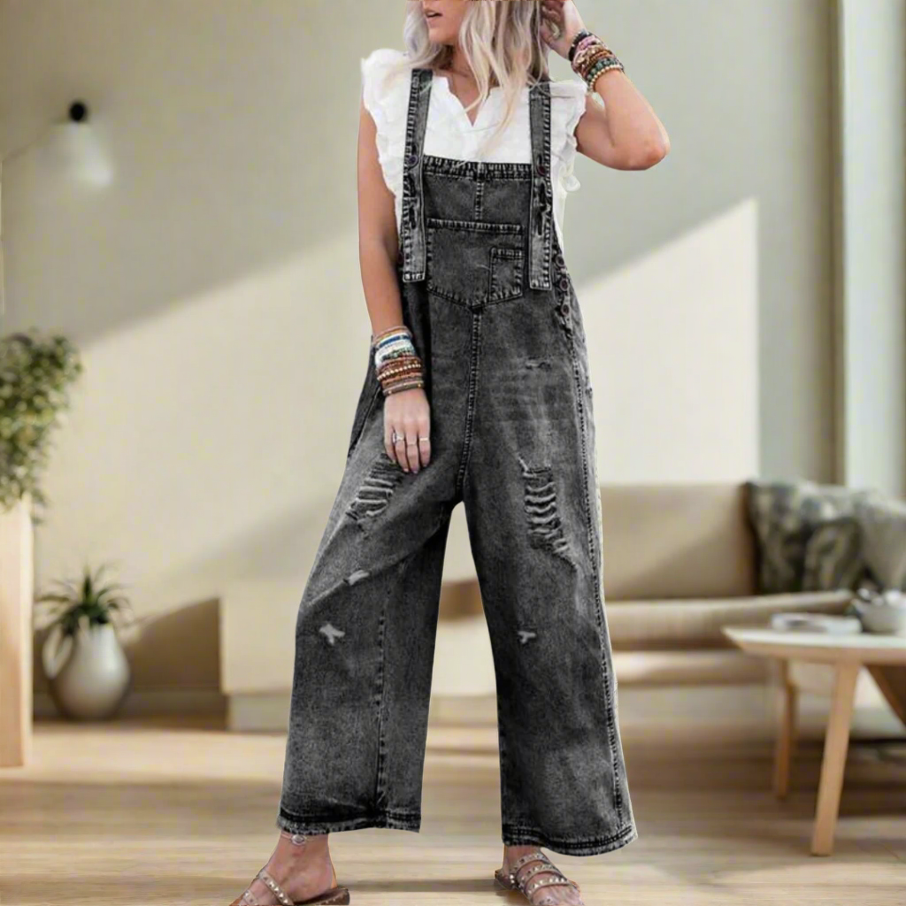 Vintage Wash Adjustable Jumpsuit For Women | Maristelle