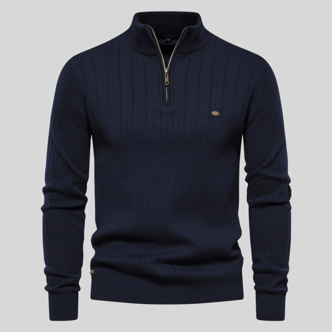 Ribbed Zip Neck Sweater for Men | Corin