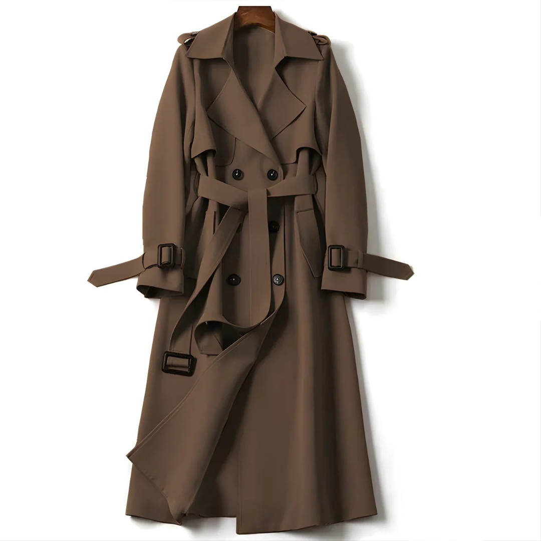 Belted Double Breasted Trench Coat for Women | Elara