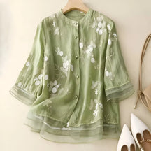 Embroidered Floral Button Blouse For Women | Liora