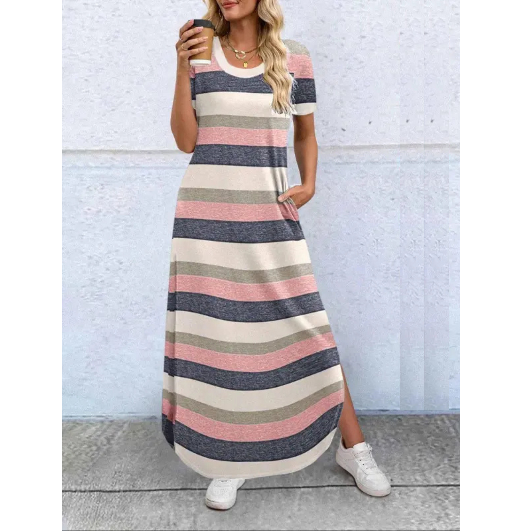 Casual Round Neck Maxi Dress For Women | Arvena