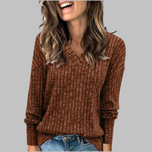 Comfy V Neck Long Sleeve Top For Women | Alina