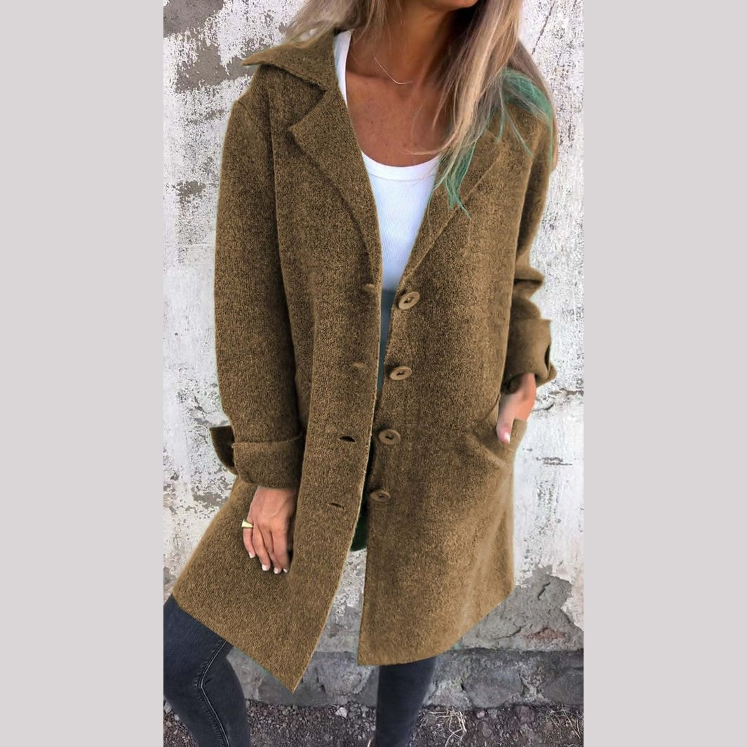 Casual Long Button Coat For Women | Arlena