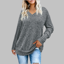Comfy V Neck Long Sleeve Top For Women | Alina