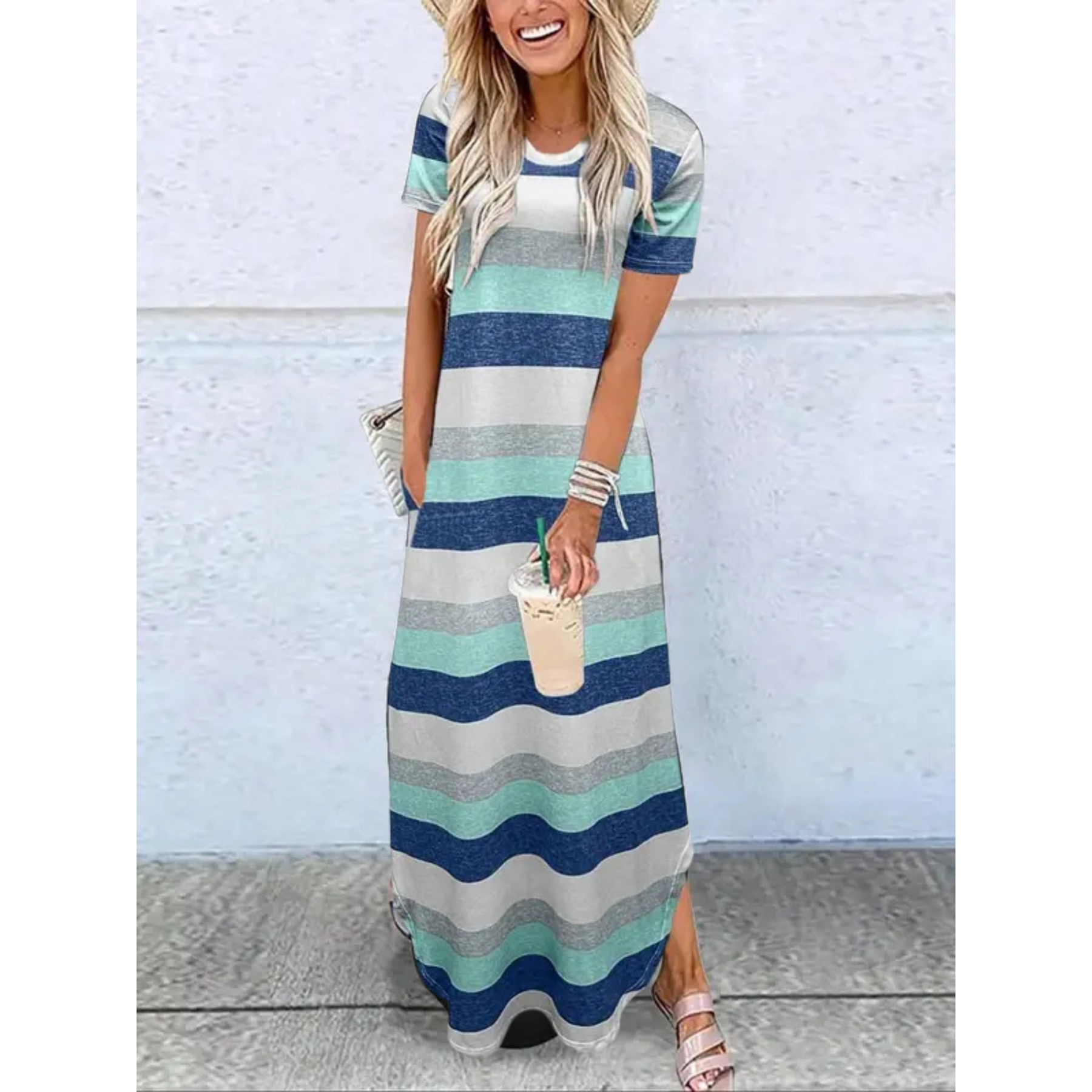 Casual Round Neck Maxi Dress For Women | Arvena