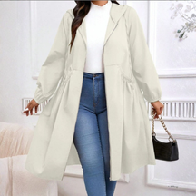 Casual Drawstring Hooded Long Coat For Women | Elvarina