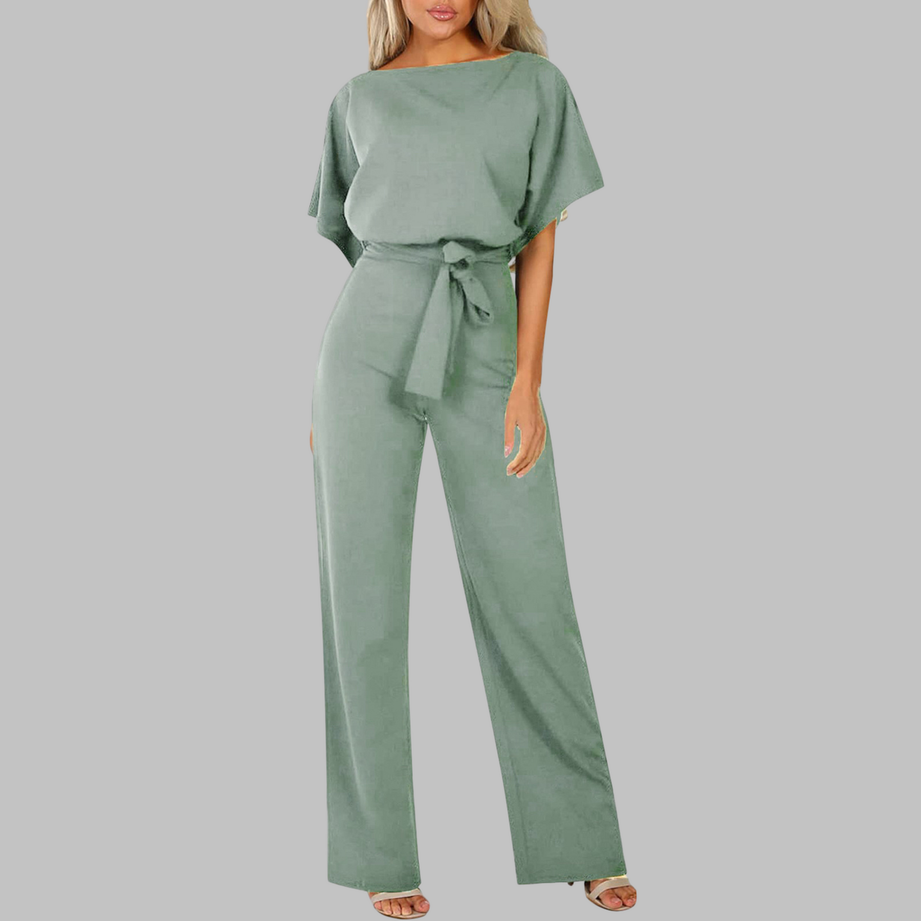 Casual Tie Front Batwing Sleeve Jumpsuit For Women | Elanora