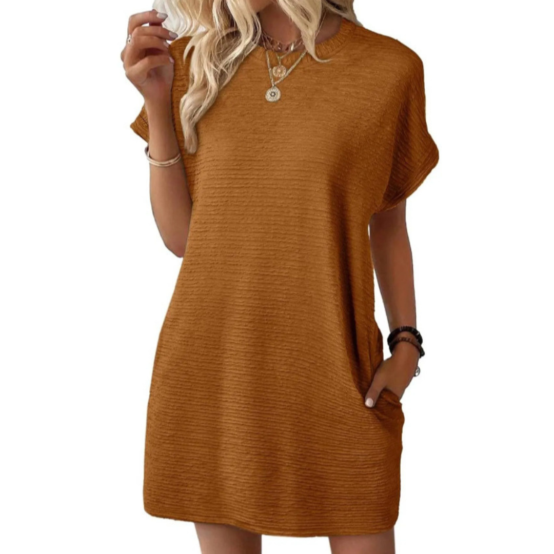 Casual Minimalist Round Neck Dress For Women | Lurelle