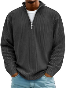 Half Zip Ribbed Sweater For Men | Dario
