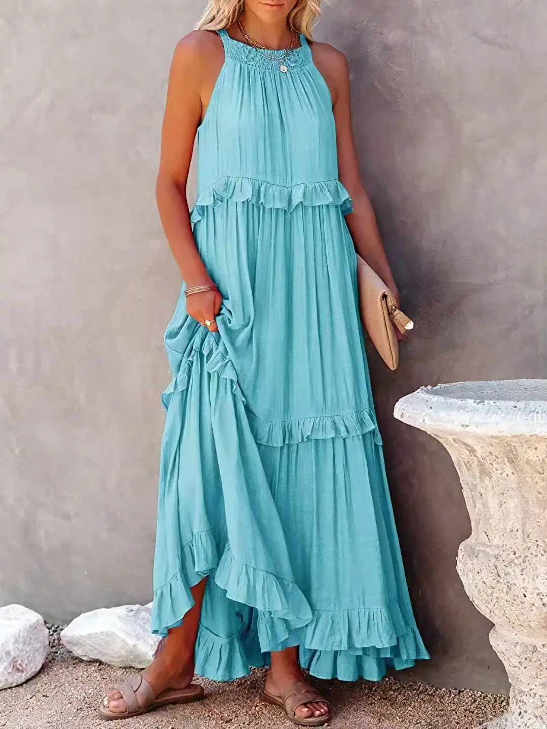 Tiered Ruffle Long Dress For Women | Lara