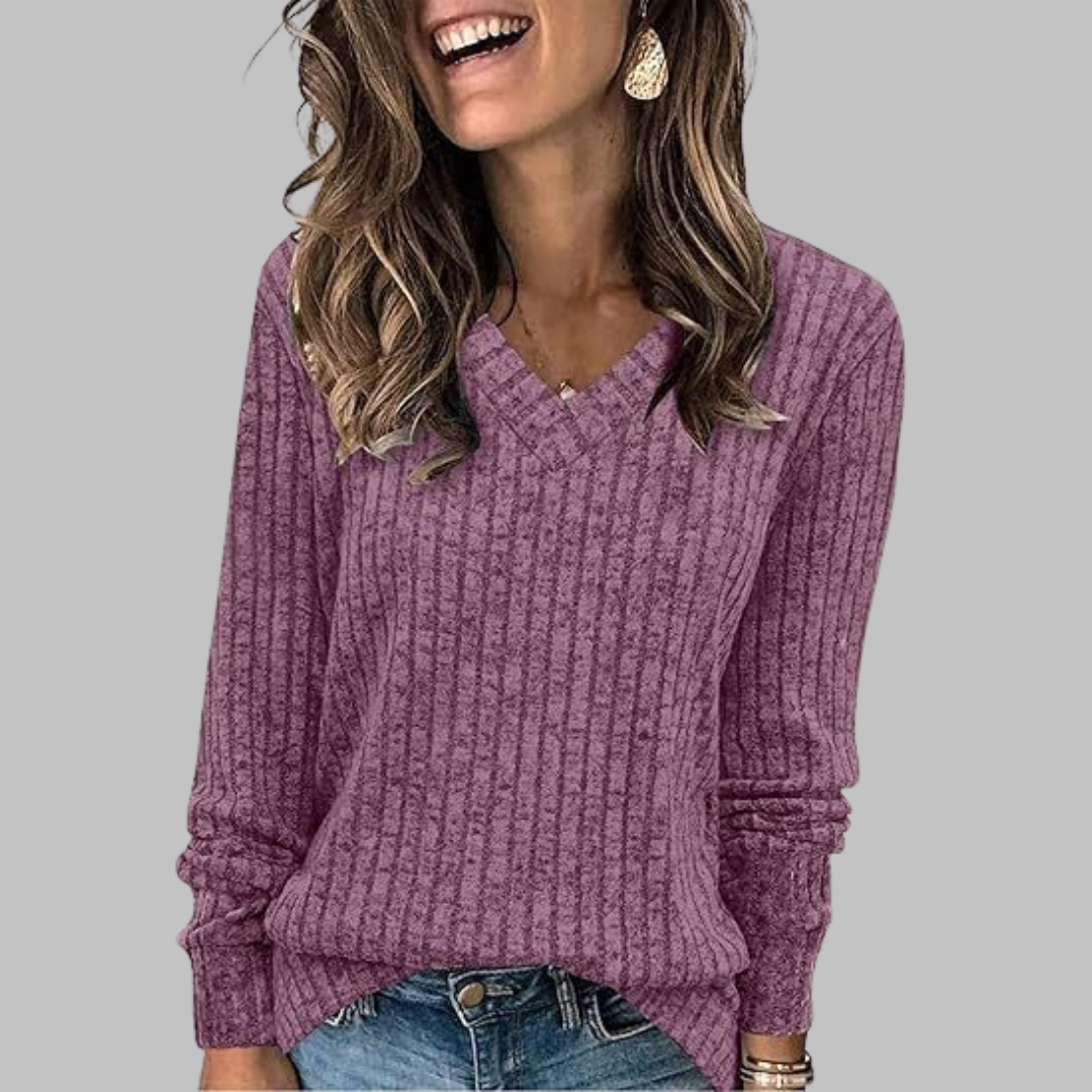 Comfy V Neck Long Sleeve Top For Women | Alina