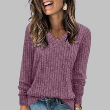 Comfy V Neck Long Sleeve Top For Women | Alina