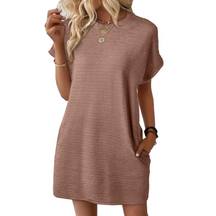 Casual Minimalist Round Neck Dress For Women | Lurelle