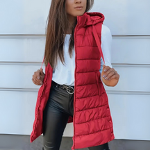 Long Quilted Hooded Gilet for Women | Arlisse