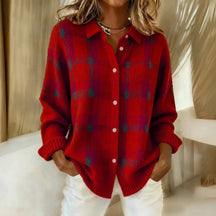 Relaxed Check Button Front Sweater For Women | Lanie