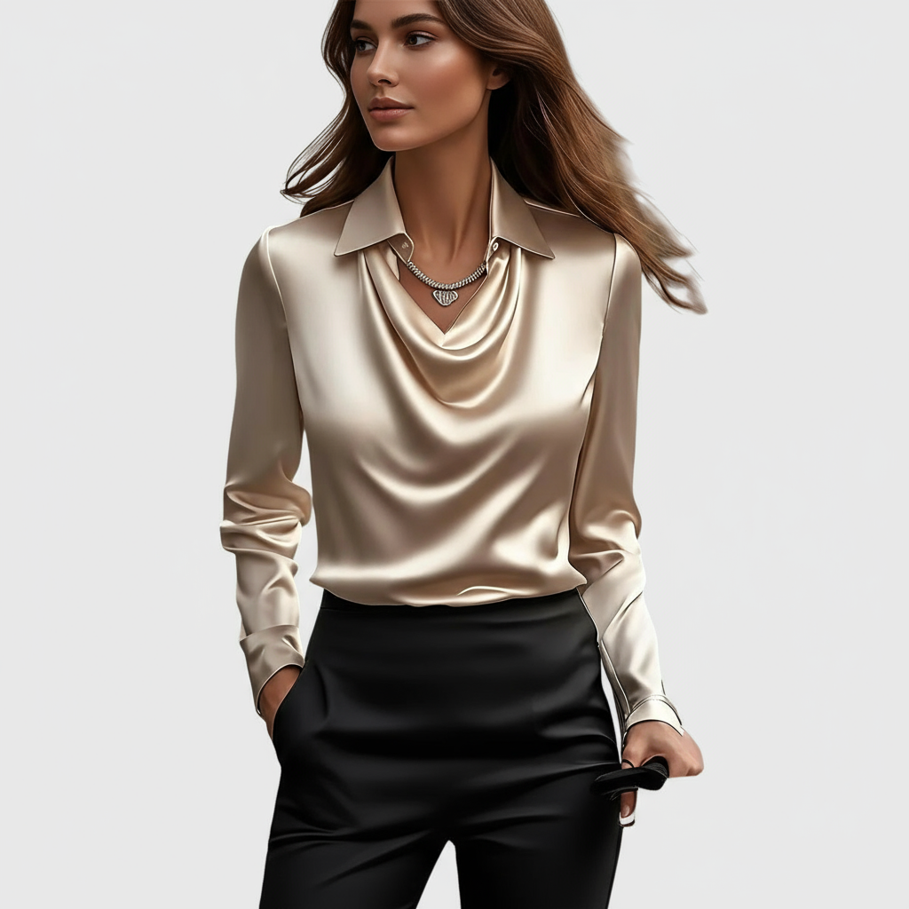Draped Neck Elegant Blouse For Women | Vivienne