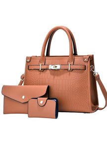 Crocodile Embossed Large Capacity Crossbody Handbag Set For Women | Valentinae