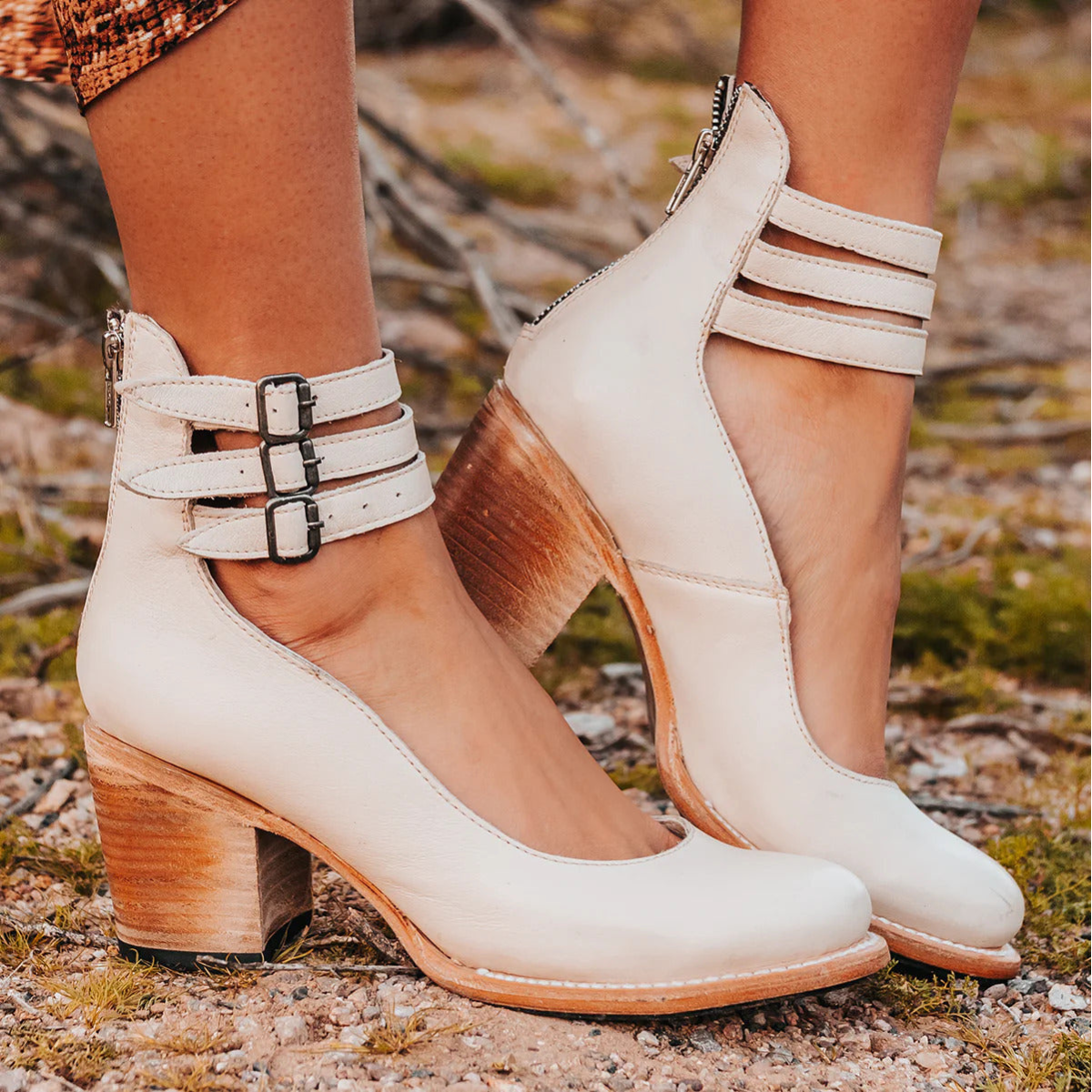 Vintage Ankle Strap Block Heel Sandals For Women | Arletta