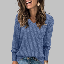 Comfy V Neck Long Sleeve Top For Women | Alina