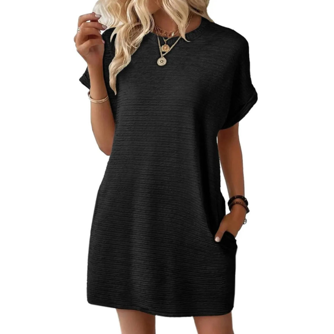 Casual Minimalist Round Neck Dress For Women | Lurelle