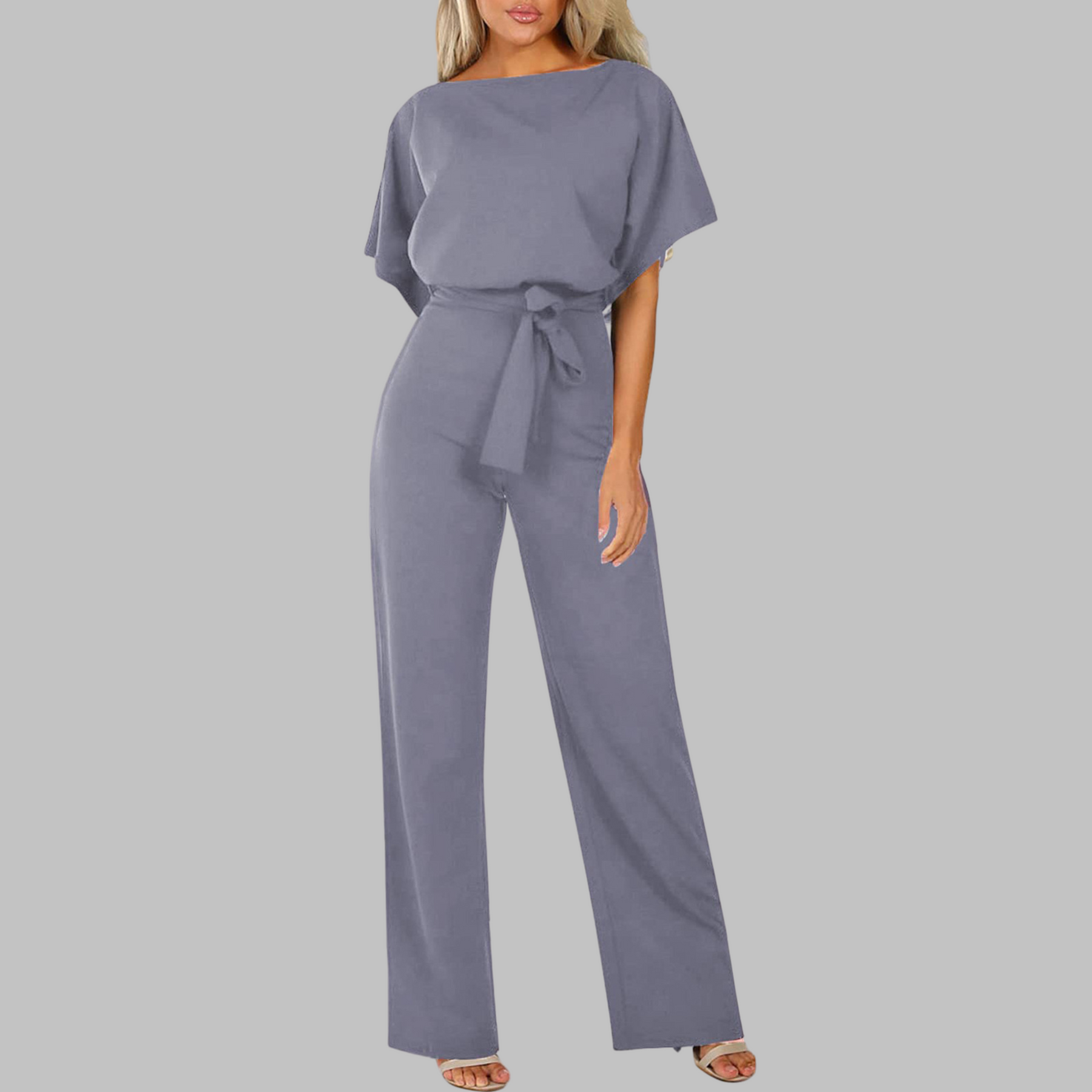 Casual Tie Front Batwing Sleeve Jumpsuit For Women | Elanora