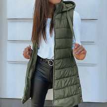 Long Quilted Hooded Gilet for Women | Arlisse