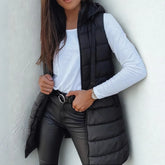 Long Quilted Hooded Gilet for Women | Arlisse