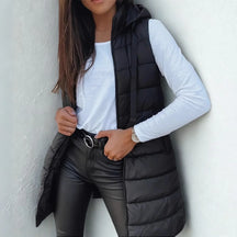 Long Quilted Hooded Gilet for Women | Arlisse