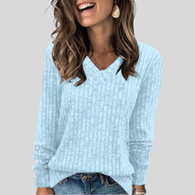Comfy V Neck Long Sleeve Top For Women | Alina