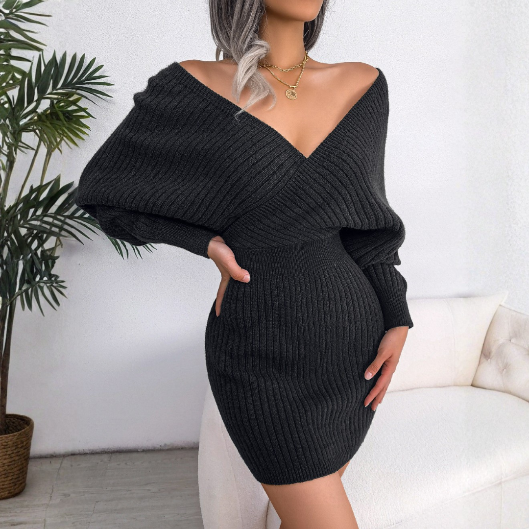 Chic Wrapped V Neck Bodycon Mini Dress For Women | Seraphielle