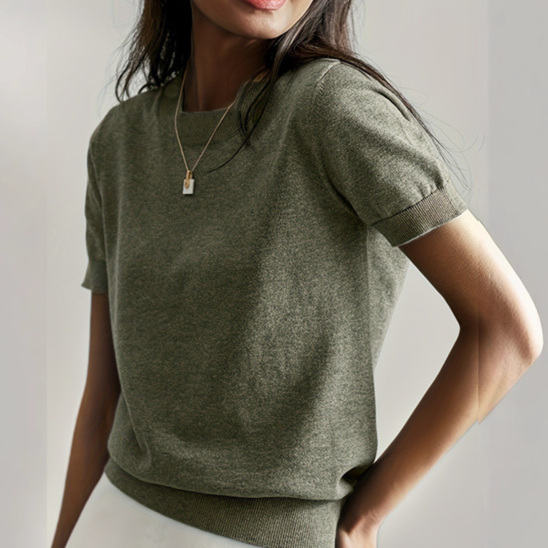 Casual Short Sleeve Crew Neck Top For Women | Alverine