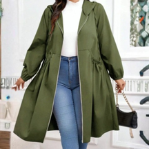 Casual Drawstring Hooded Long Coat For Women | Elvarina