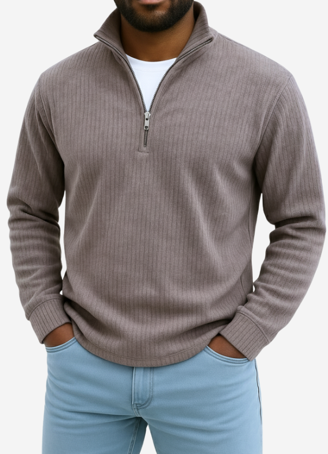 Half Zip Ribbed Sweater For Men | Dario