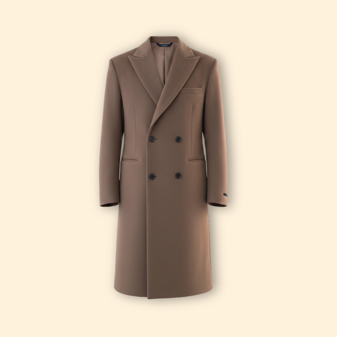 Tailored Double Breasted Long Overcoat For Men | Erwin